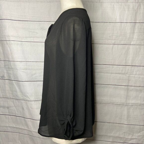 Loft black see through button up Medium - Picture 5 of 7